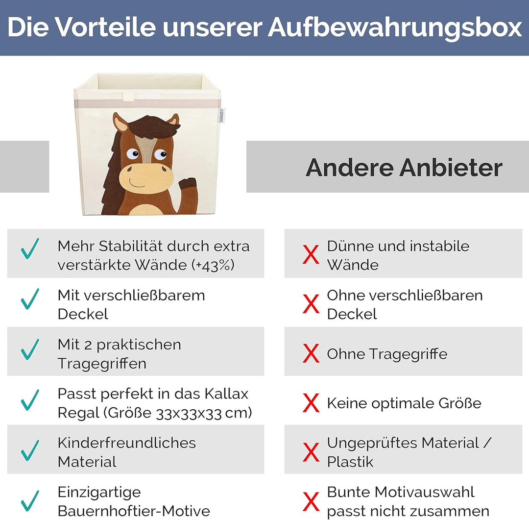 GLÜCKSWOLKE Kinder Aufbewahrungsbox - 15 Motive I Spielzeugkiste mit Deckel für Kinderzimmer I Spiel