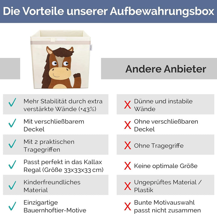 GLÜCKSWOLKE Kinder Aufbewahrungsbox - 15 Motive I Spielzeugkiste mit Deckel für Kinderzimmer I Spiel