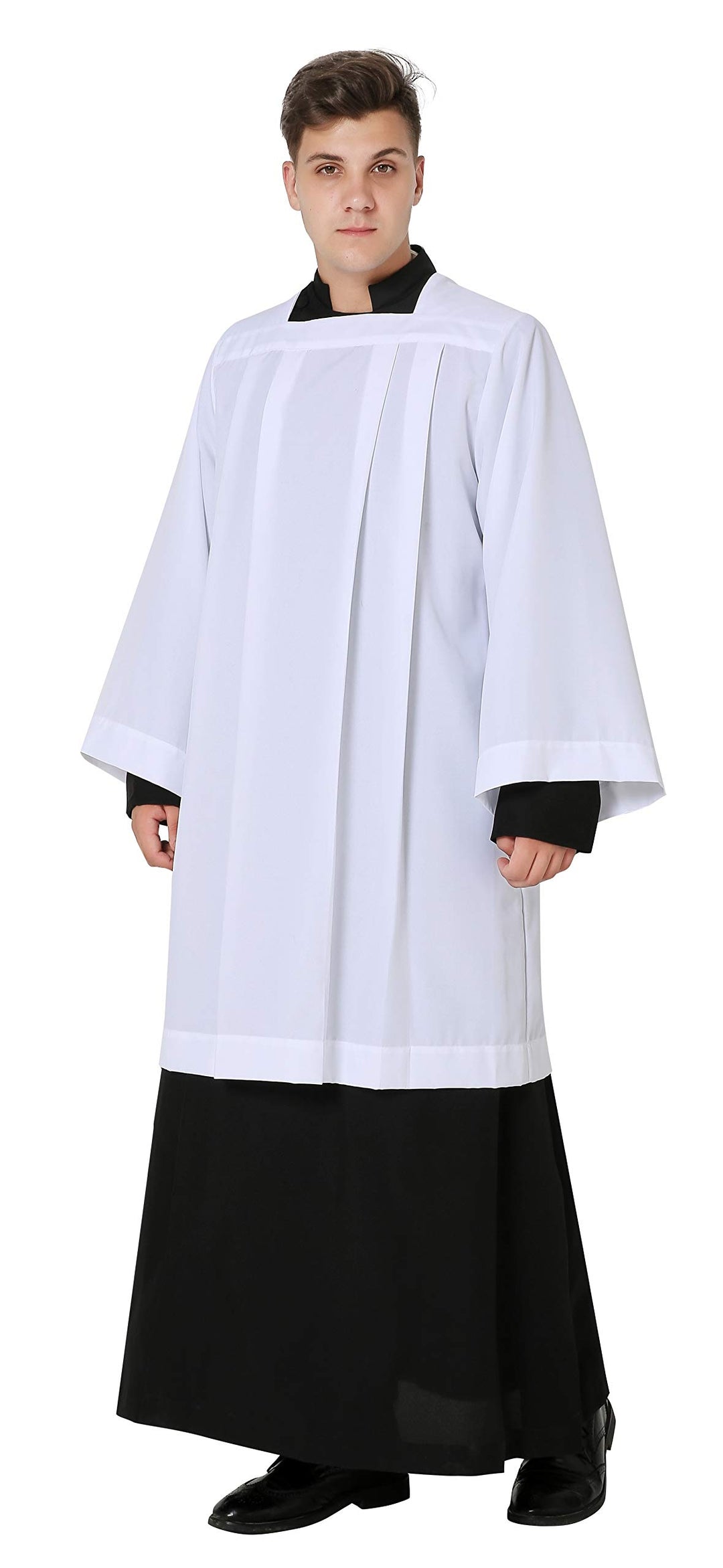 IvyRobes Priester Talar Priester Talar Premium Weiss Square Ausschnitt Messhemd, Weiss S