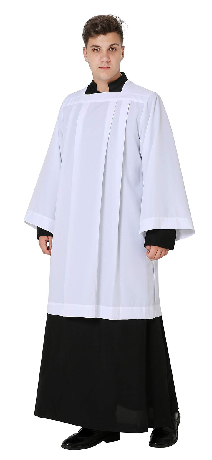 IvyRobes Priester Talar Priester Talar Premium Weiss Square Ausschnitt Messhemd, Weiss S