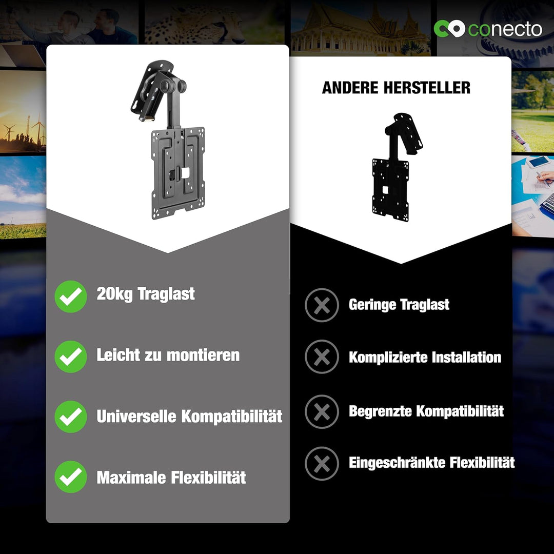 Conecto Deckenhalterung für Fernseher, geeignet für 19-43 Zoll, klappbar, höhenverstellbar, schwenkb