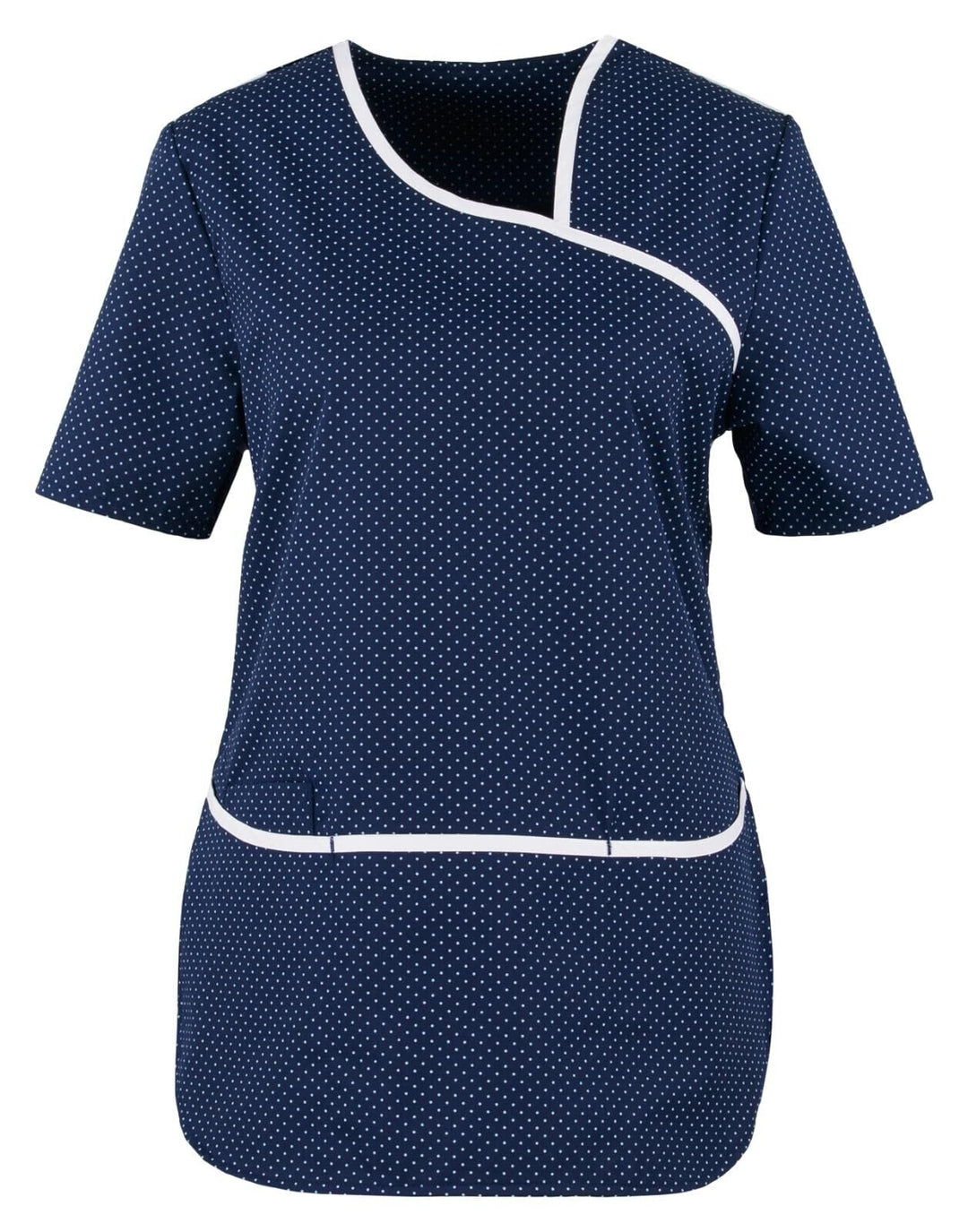 beb Damen Kasack Kurzarm Marine Weiss gepunktet 65% Polyester 35% Baumwolle XS Marine/Weiss Gepunkte