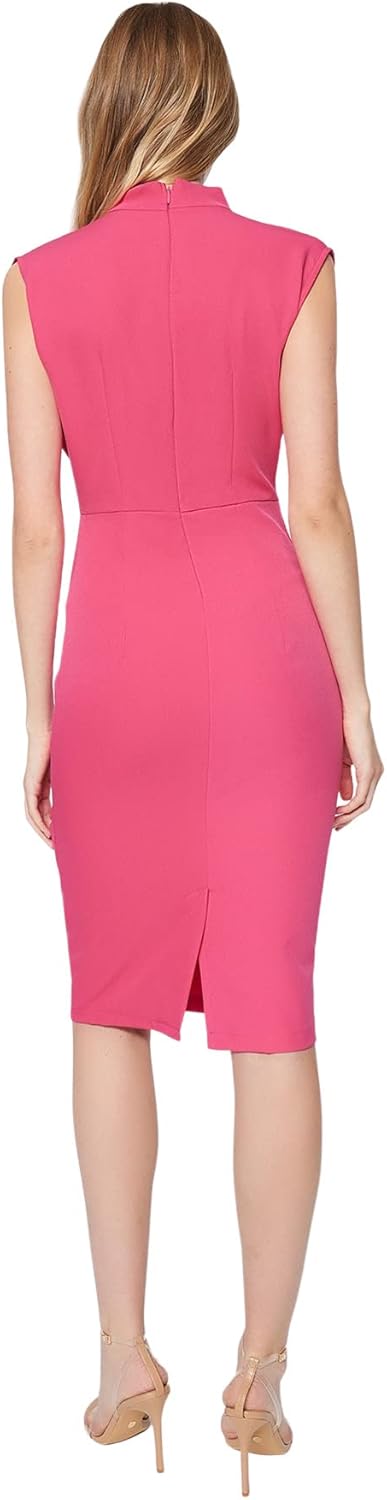 TRENDYOL Frau Midi Basic Slim Fit Webstoff Kleid 38 Fuchsia, 38 Fuchsia