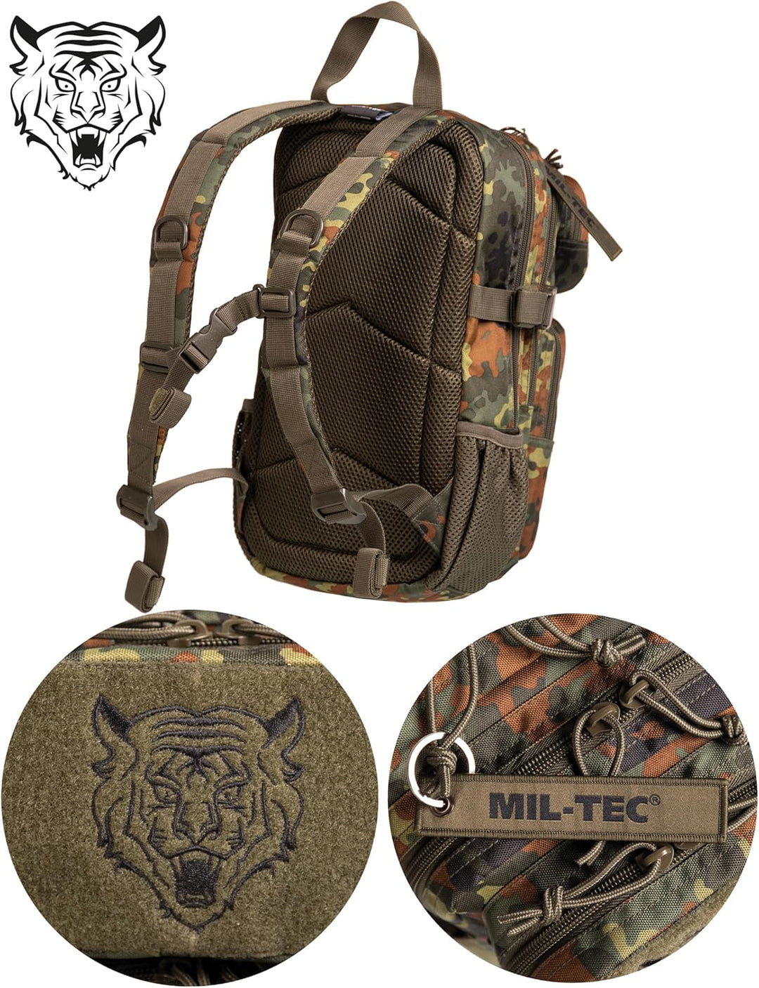 Mil-Tec US Assault Pack Kinderrucksack (14l) • Taktischer Rucksack für Schule, Outdoor, Militär, Wan