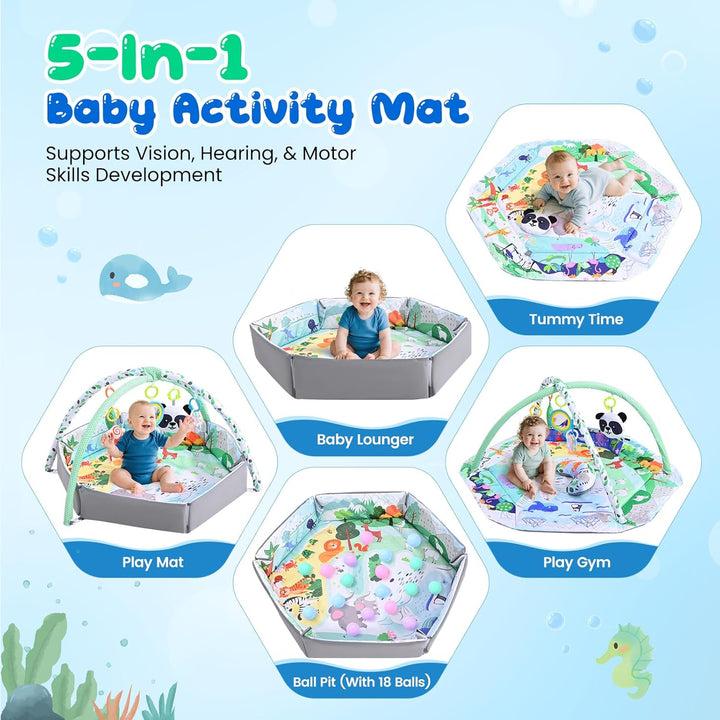 8-in-1 Faltbare Spielbogen Baby Spieldecke Mit Entwicklungszonen,Interaktive Sensorik Spielzeug Mult