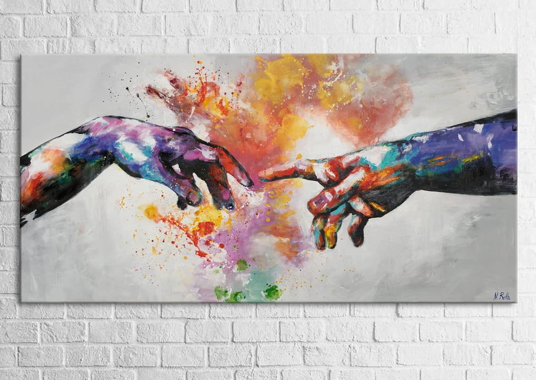 YS-Art Abstrakt Design Acryl Gemälde auf Leinwand Galaktisch handgemalt Wandbilder Wohnzimmer modern