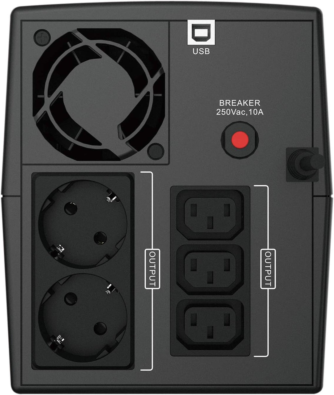 Conceptronic ZEUS03EM 1200VA 720W USV, 3 x IEC socket 2 x Schuko socket 1200 VA / 720 W 3 x IEC sock