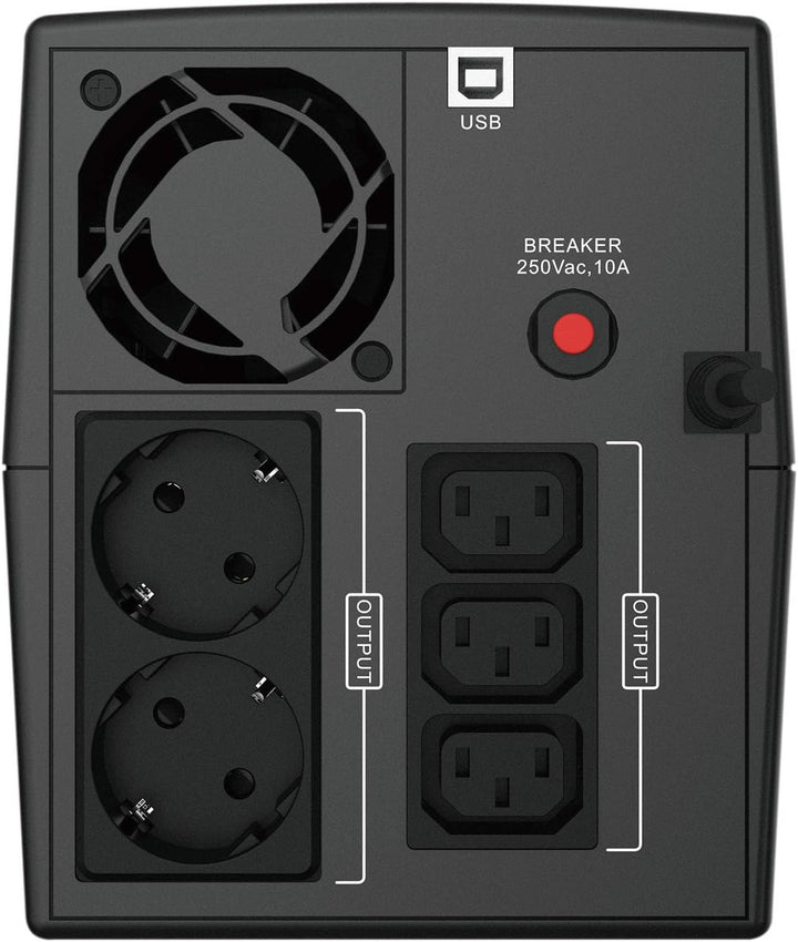 Conceptronic ZEUS03EM 1200VA 720W USV, 3 x IEC socket 2 x Schuko socket 1200 VA / 720 W 3 x IEC sock