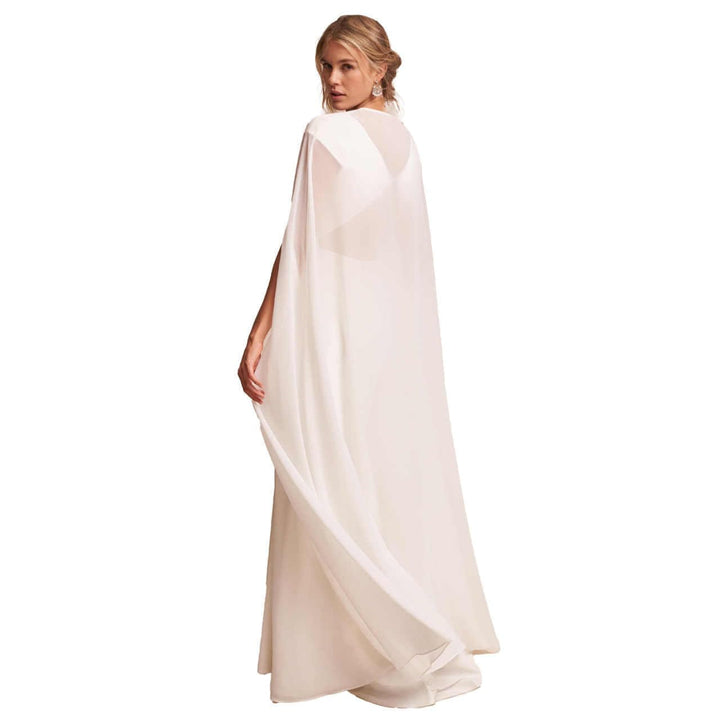 Chiffon Umhang Weiss Schal für Frauen Brautkleid Abendkleid Brautjungfer Party, elfenbein, L