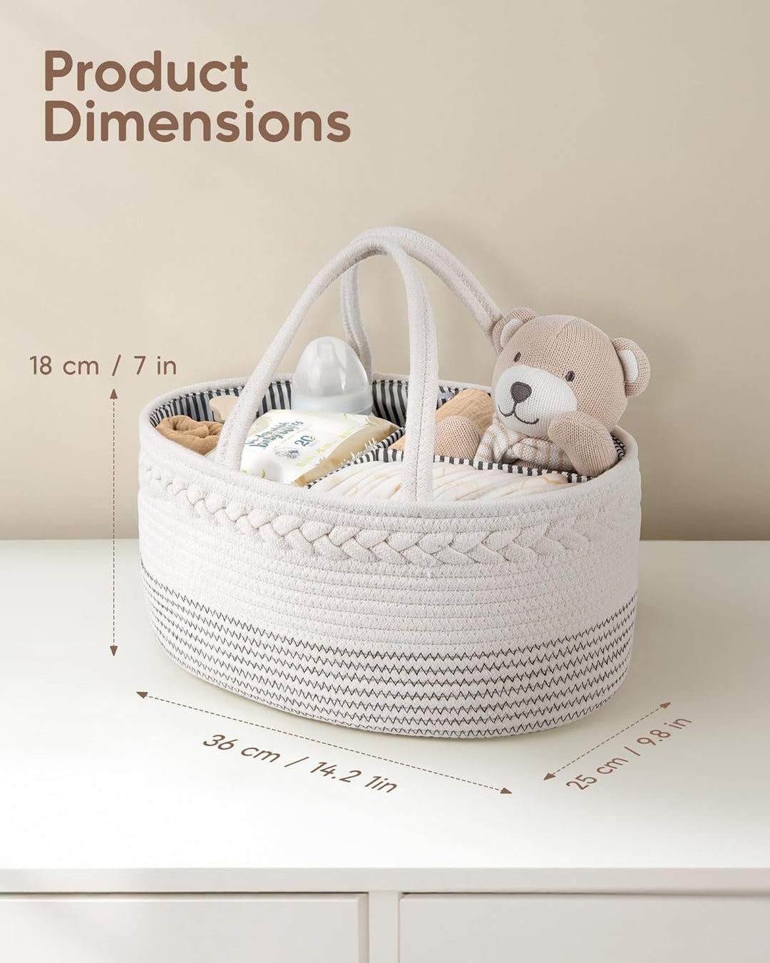 Maliton Wickeltisch Organizer，Baby Organizer Korb，Aufbewahrungskorb für den Wickeltisch，Windel Caddy