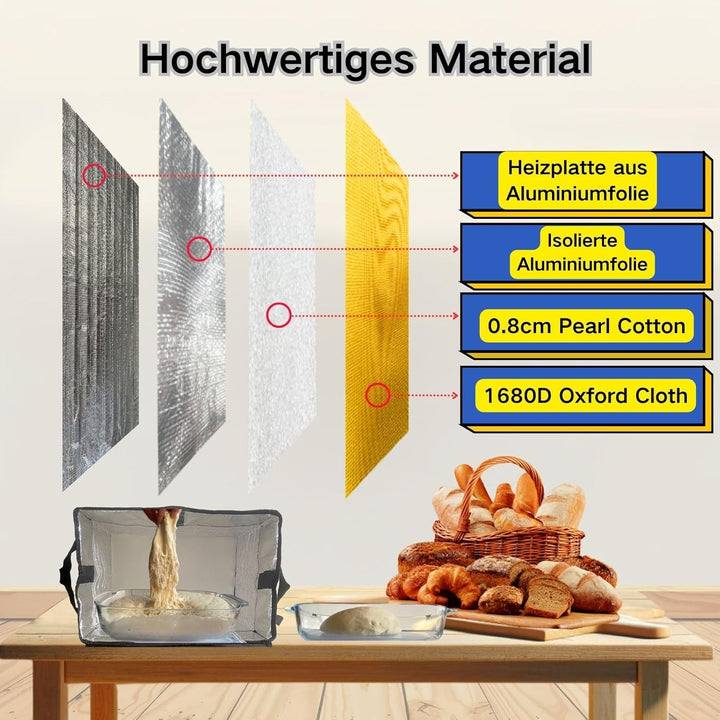Brot Gärbox mit Heizung，Faltbare Brot Gärschrank Einstellbare Temperatur und Timer, Teiggärbox zum B