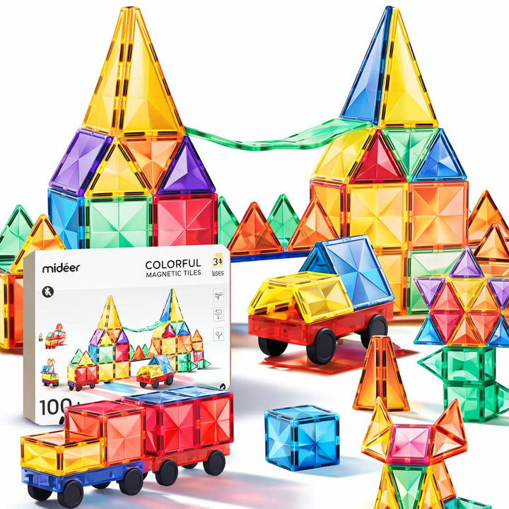 Mideer Bunte Magnetfliesen (Magnetic Tiles) 100 Stück 3+