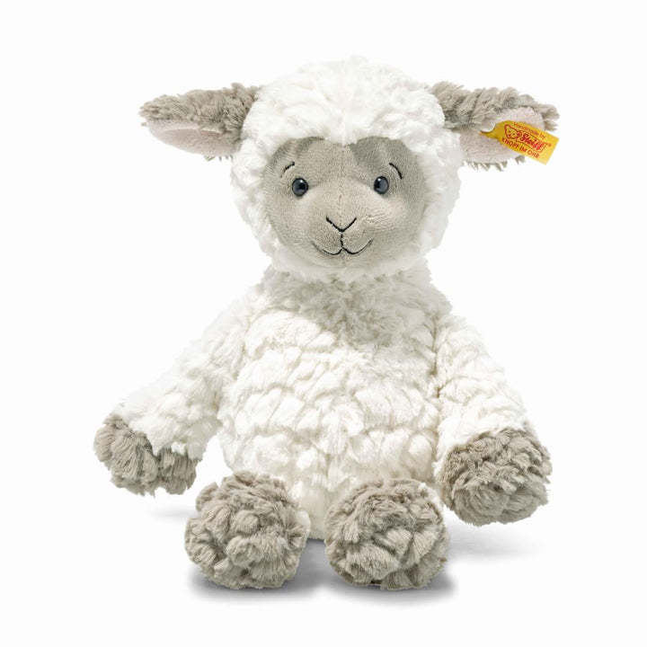 Steiff Lita Lamm weiss-braungrau 30 cm, Soft Cuddly Friends, weiches Stofftier Schaf, strukturiertes