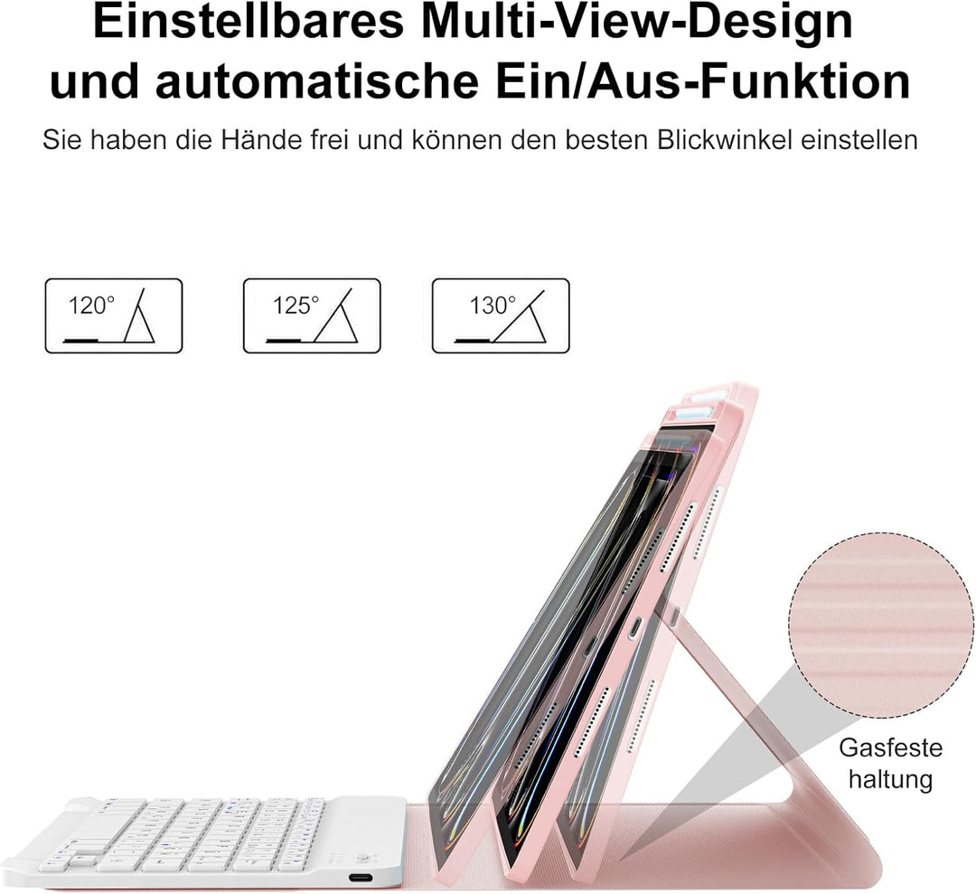 IVEOPPE Hülle mit Tastatur für iPad Pro 11" M5 2025/M4 2024, Deutsches QWERTZ Layout, Magnetisch Abn