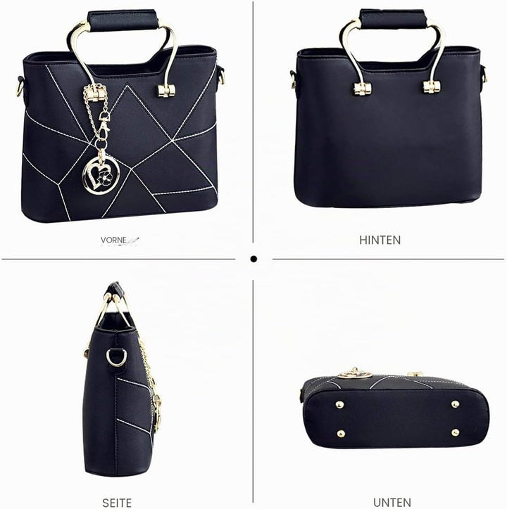 NICOLE &amp; DORIS Schultertasche Damen Mode PU Leder Schick Shopper Handtasche Umhängetasche Tote Handt