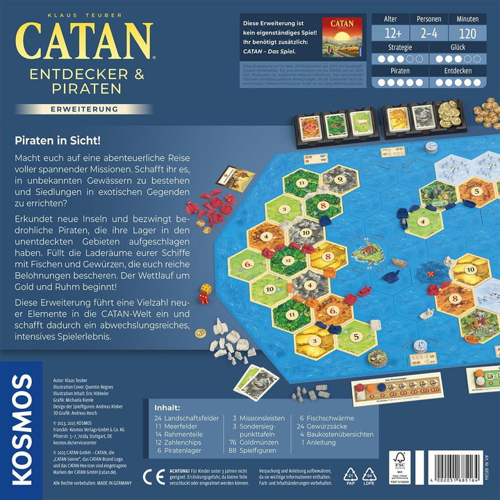 Kosmos 685164 Catan - Entdecker & Piraten, Erweiterung zu Catan - Das Spiel, Brettspiel für 3-4 Pers