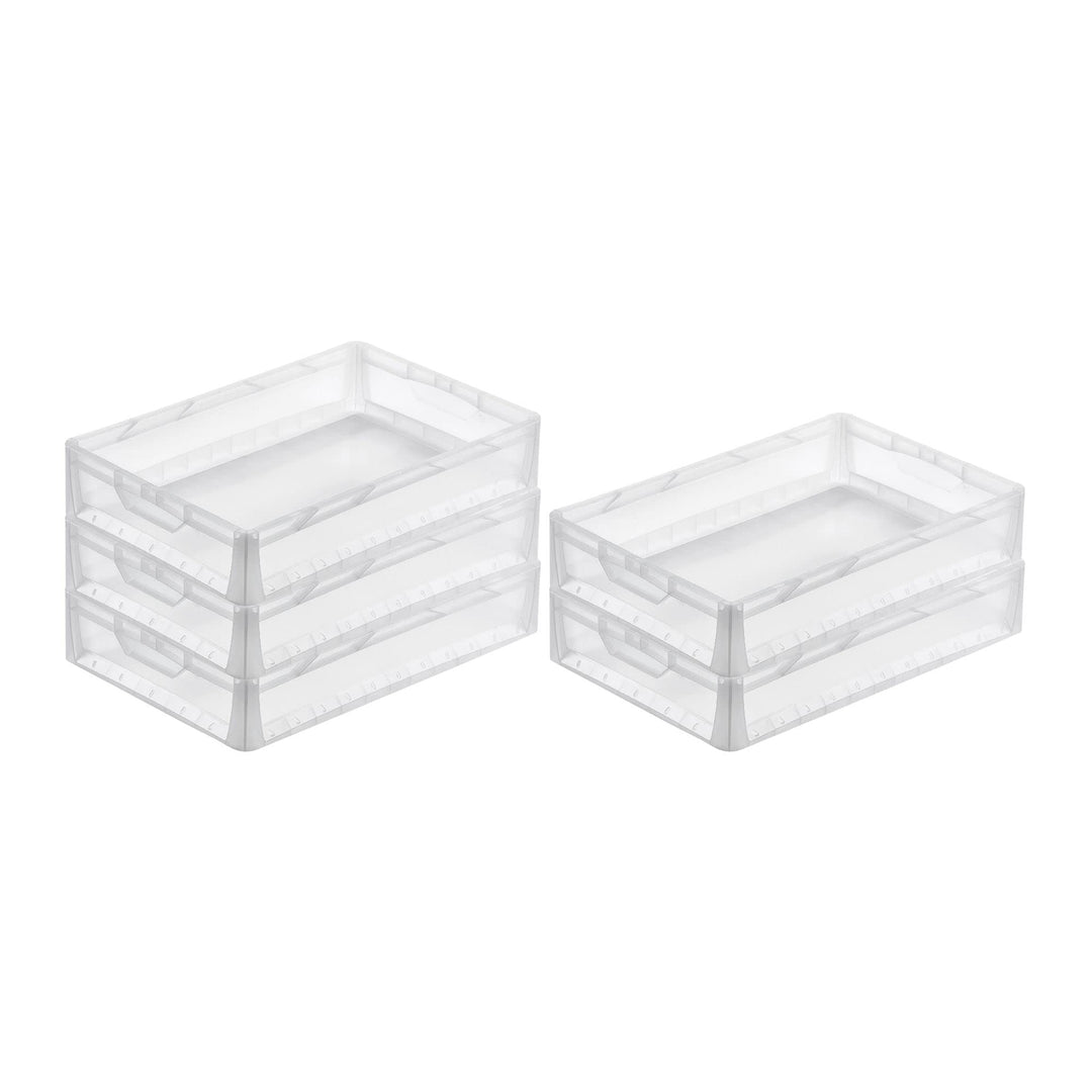 PROREGAL SuperSparSet 5x Transparenter Eurobehälter LightLine mit offenem Griff | HxBxT 12x40x60cm |