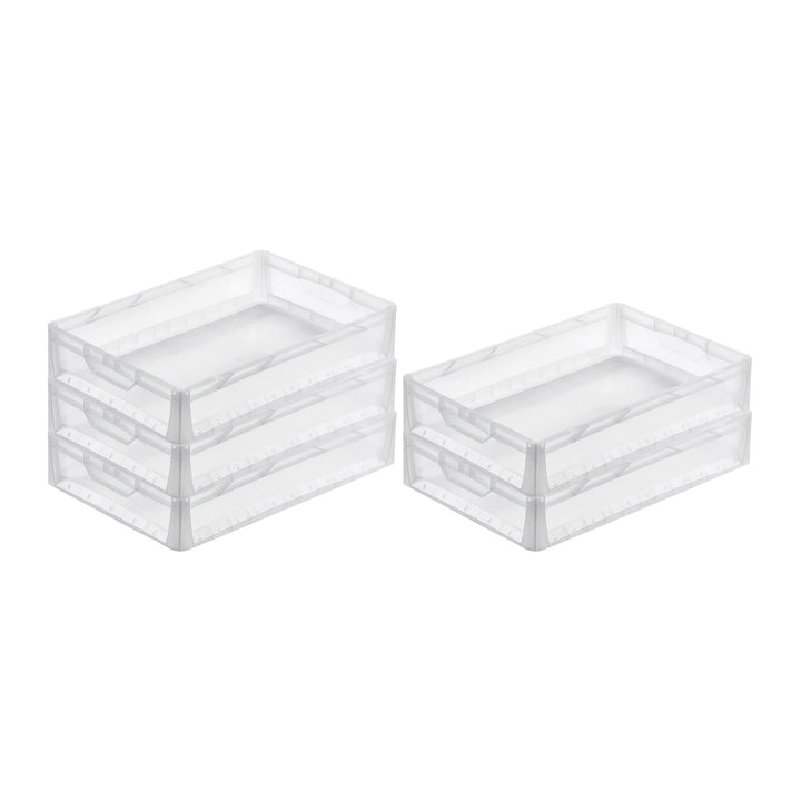 PROREGAL SuperSparSet 5x Transparenter Eurobehälter LightLine mit offenem Griff | HxBxT 12x40x60cm |