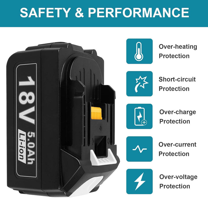 18V Akku und Ladegerät für Makita LXT ASUNCELL 18V 5.0Ah Akku DC18RC Schnellladegerät Set Kompatibel