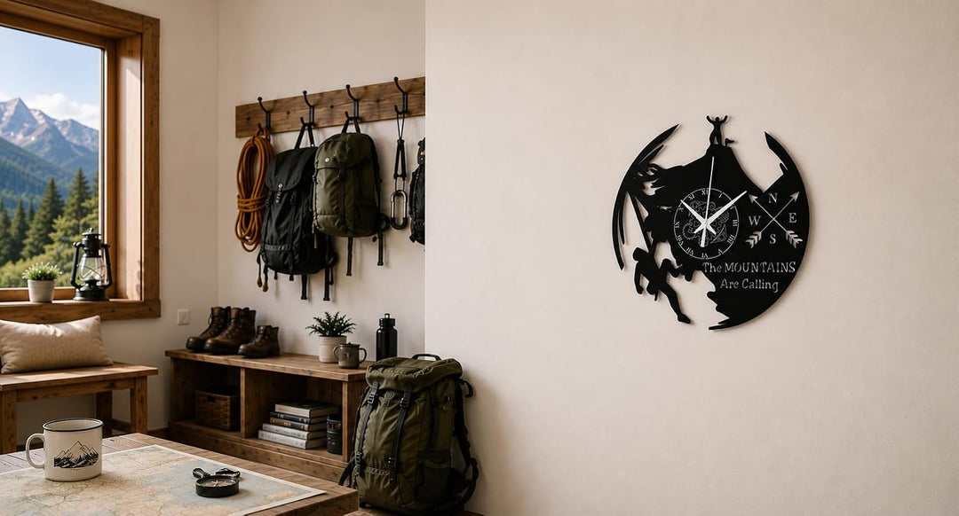 Instant Karma Clocks Wanduhr aus Vinyl Klettern Bergsteigen Hiking