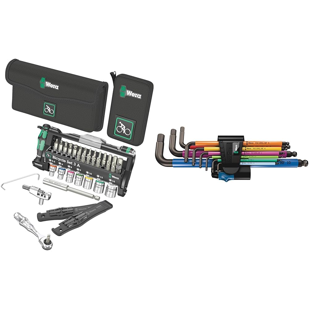 Wera 05004183001 Bicycle Set 3 A & 05022210001 950/9 Hex-Plus Multicolour HF 1 Multicolour Winkelsch