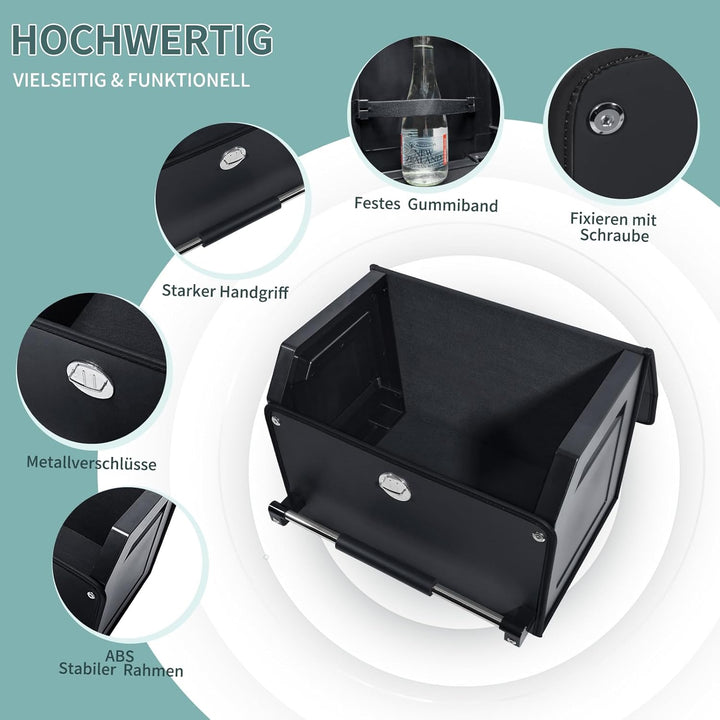 Auto Kofferraum Organizer mit Deckel, Premium Leder Kofferraumtasche mit stabilem Griff, Multifunkti