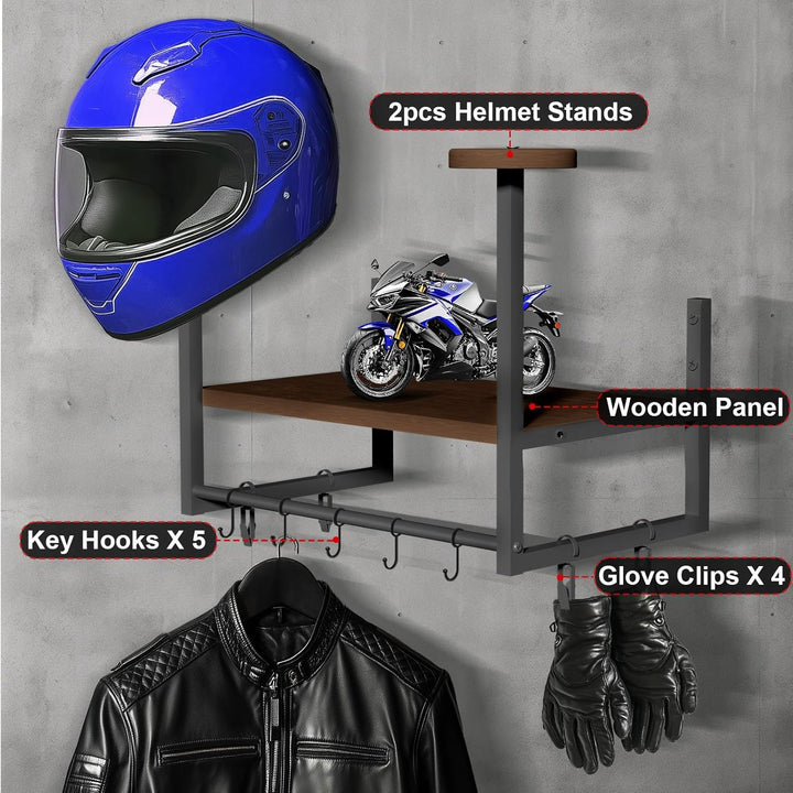 Helmhalter Wand Wandhalterun, Motorradhelmhalter Plattenständer Display Organizer mit 1 Holzschichtb
