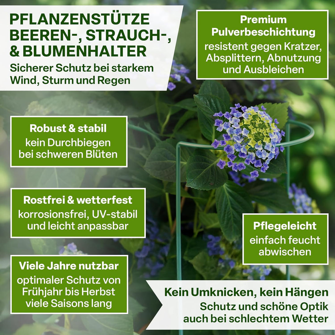 TTL GARDEN Strauchstützen 160cm x 40cm 3er Set - Pflanzenstütze Stahl rostfrei Kunststoff beschichte