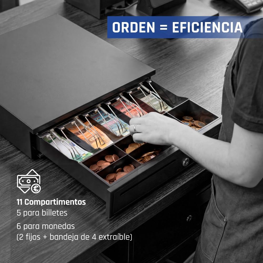 iggual - Geldkassette Abschliessbar IRON - 35 | Kassenschublade mit automatischer oder manueller Öff