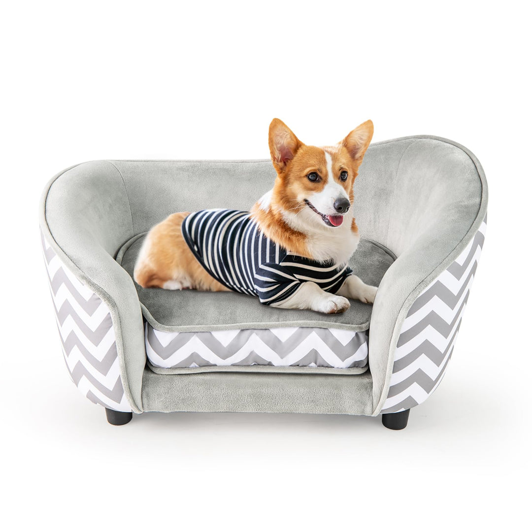 COSTWAY Katzenbett, kleines Hundesofa, 70 x 41 x 40 cm, Katzensofa mit weichem gepolstertem Kissen &