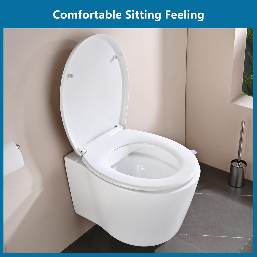 WC Sitz mit Absenkautomatik Oval Weiss, Toilettendeckel mit Rauten, Klobrille mit Schnellverschluss,