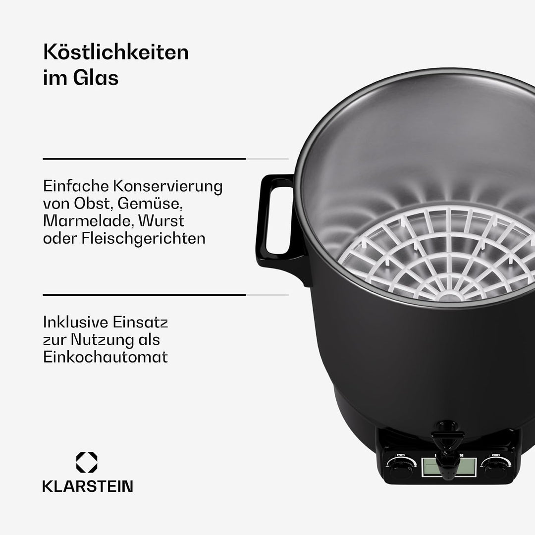 Klarstein Einkochautomat mit Hahn, 27L Digital-Einkochautomat, 2000W Edelstahl-Einkochtopf, Einkocha