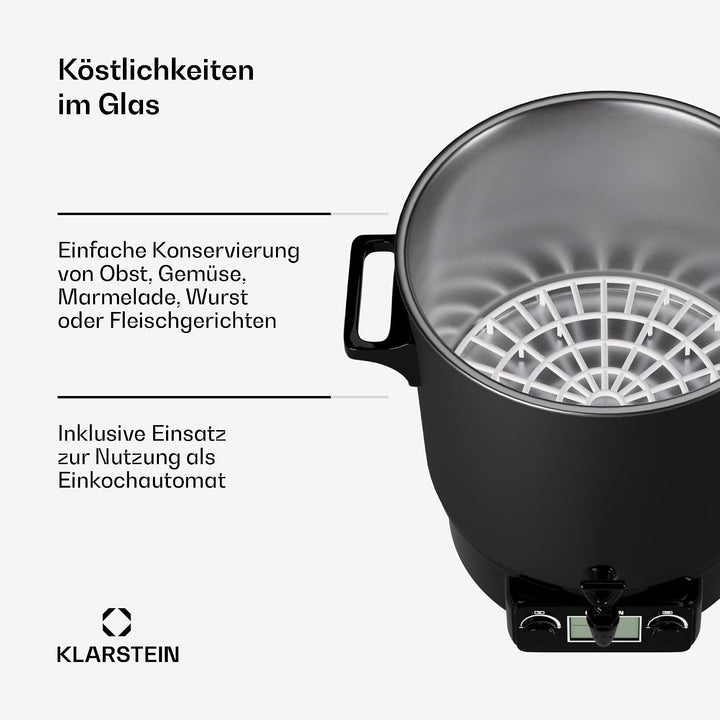 Klarstein Einkochautomat mit Hahn, 27L Digital-Einkochautomat, 2000W Edelstahl-Einkochtopf, Einkocha