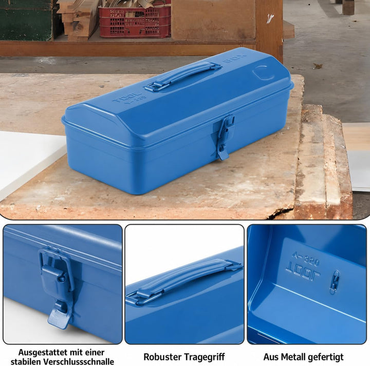 Werkzeugkoffer leer Gross Werkzeugbox 37×16×12cm Robust Langlebig Metall Werkzeugkasten mit Tragegri