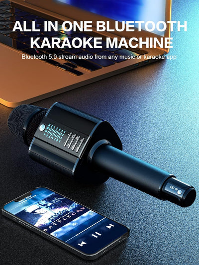 BONAOK Karaoke Microphone,2022 Version Bluetooth Wireless UHF Karaoke Mic Speaker, Portable Handheld