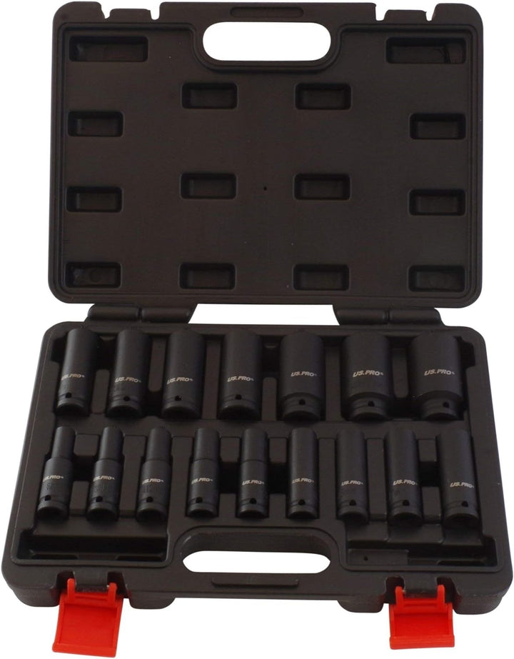 US PRO B1340 Kraft-Schlagschrauber-Nüsse 1/2" 10-32 mm Schlagnuss-Satz, 16 Stück & KS Tools 515.1133