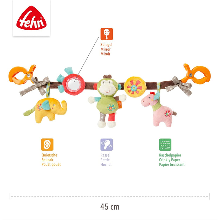 Fehn Kinderwagenkette Spielzeug Safari – Baby Mobile Kette mit niedlichen Figuren zum Aufhängen an K