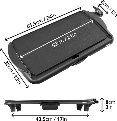 Duronic GP20 Elektrischer Tischgrill | 52 x 27 cm flache Grillplatte | Plancha Grill | Teppan-Yaki a