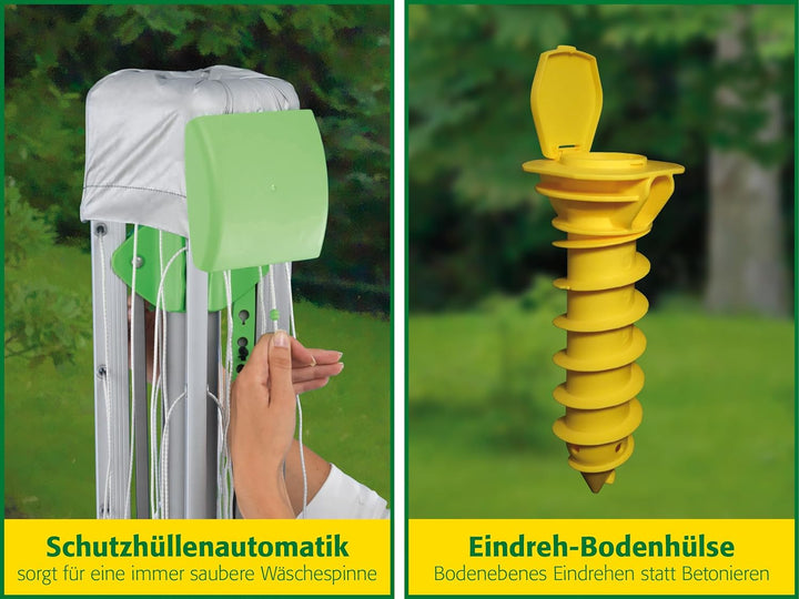 Juwel Wäschespinne Novaplus 600 Lift (für 5-6 Wäscheladungen, Wäscheschirm mit Schutzhülle und Eindr
