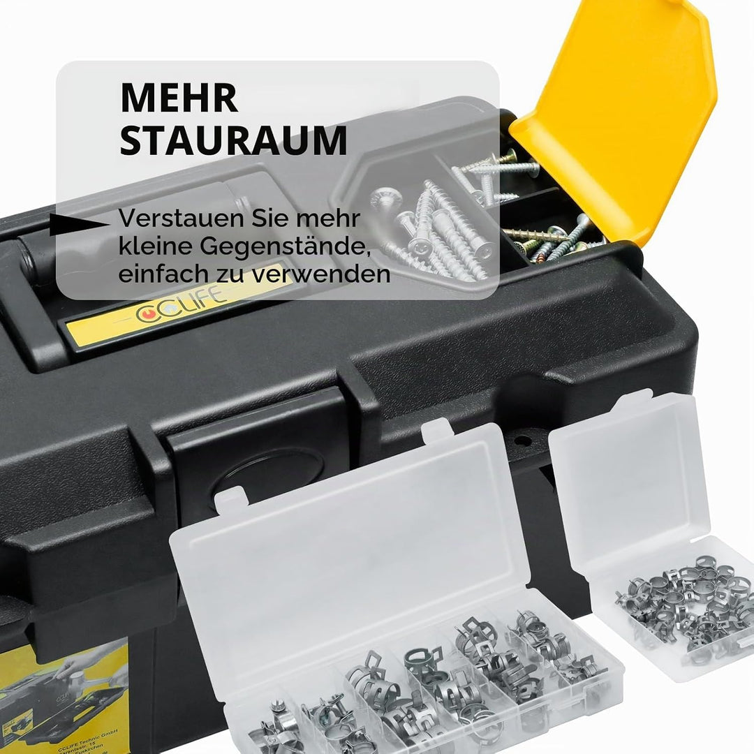 CCLIFE Werkzeugbox 13" Werkzeugkasten 35 x 17 x 18 cm Koffer mit 2 kleinen Aufbewahrungsboxen, Schne