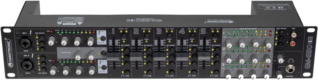 OMNITRONIC EM-650B MK2 Entertainment-Mixer | Multifunktionaler 5+2-Kanal-Mixer mit 3 Zonen, Schwarz
