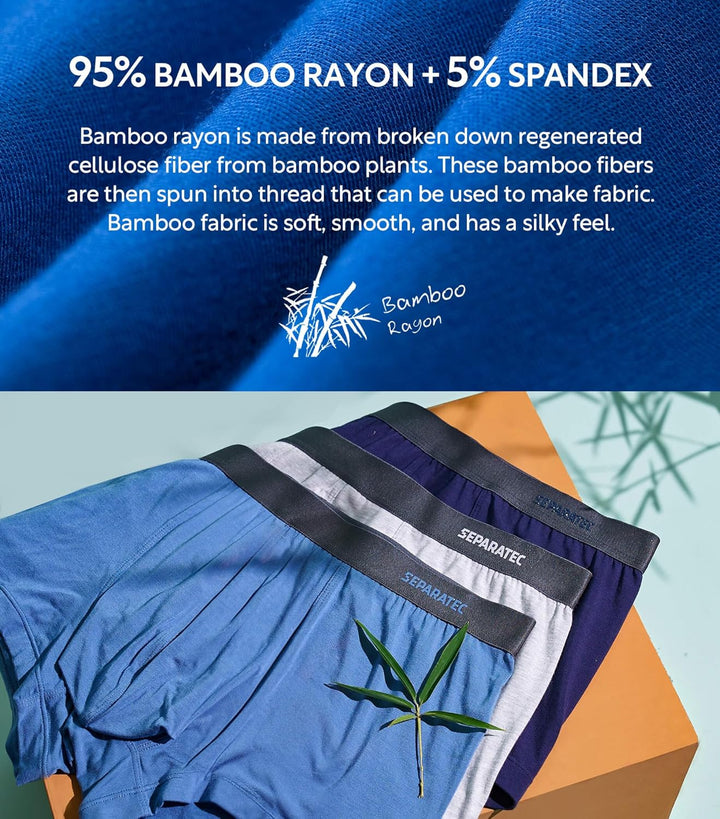 Separatec Boxershorts Herren Bambus Rayon Atmungsaktiv Weich Männer Unterhosen mit Doppelter Beutel