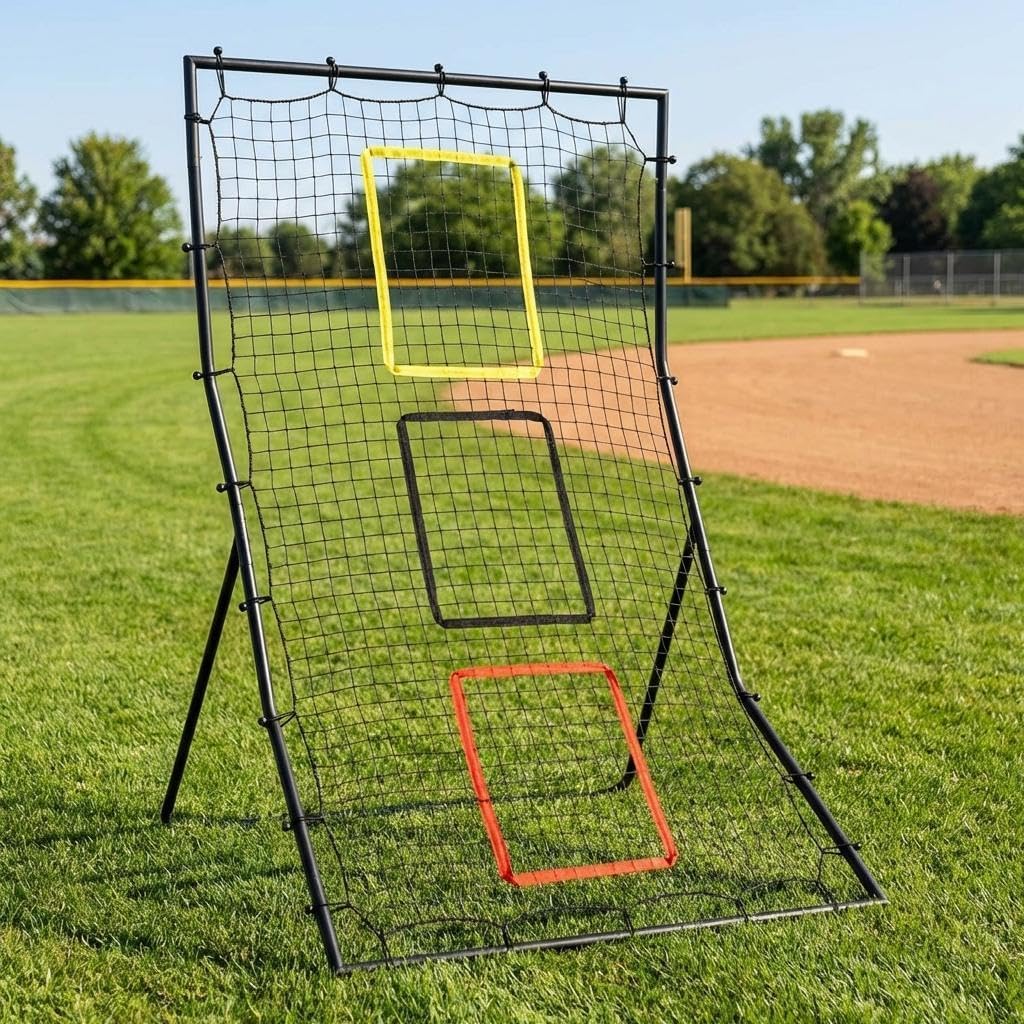 GarveeHome Baseball &amp; Softball Rebounder Netz 180x120cm– 3 Zielzonen Für Pitchen &amp; Fielding, Ohne Fä