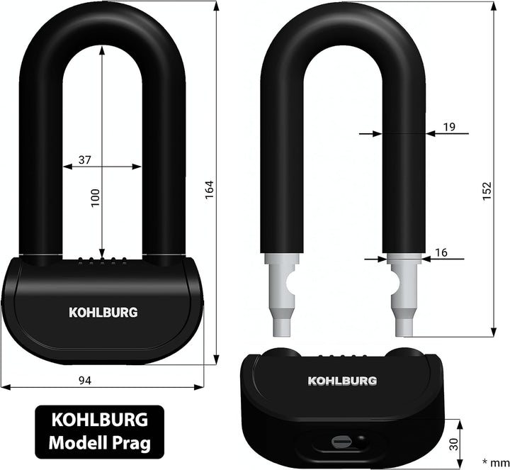 KOHLBURG sicheres Motorradschloss - Bremsscheibenschloss mit höchster Sicherheitsstufe 10plus von 10
