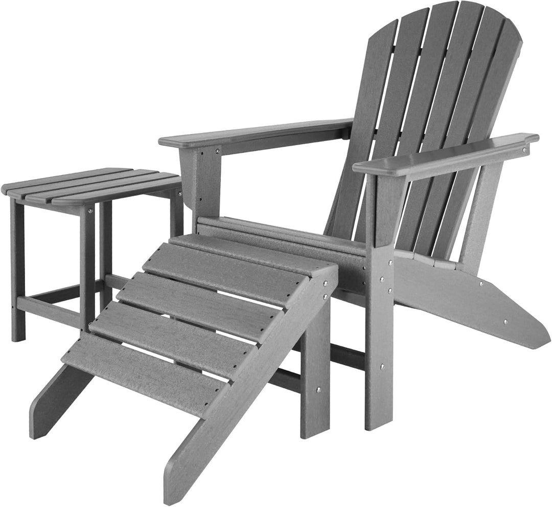 tectake 800816 Fussablage für Adirondack Gartenstuhl, wetterfest, Holzoptik, Fussstütze aus Kunststo