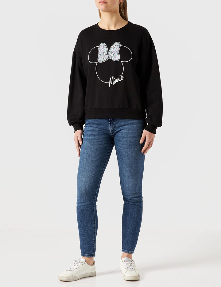 Only Women's ONLDISNEY Life L/S Minnie Flower Box SWT Sweatshirt, Black, XL