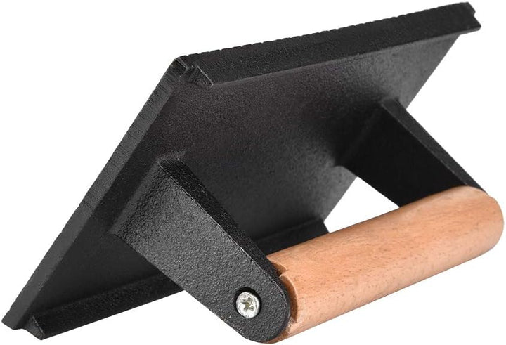 Tomotato Grillpresse Gusseisen Fleischbeschwerer Heavy Duty Steak Beschwerer Speckpresse mit Holzgri