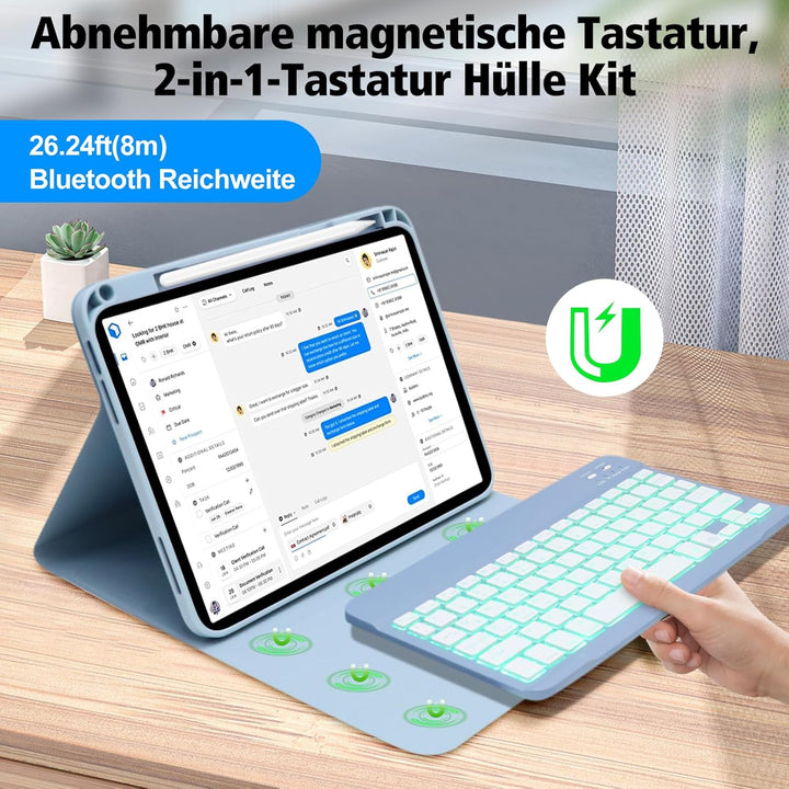 AGARELE Tastatur Hülle für iPad 10 Generation Hülle mit Tastatur 10,9 Zoll 2022-7 Farben Beleuchtete