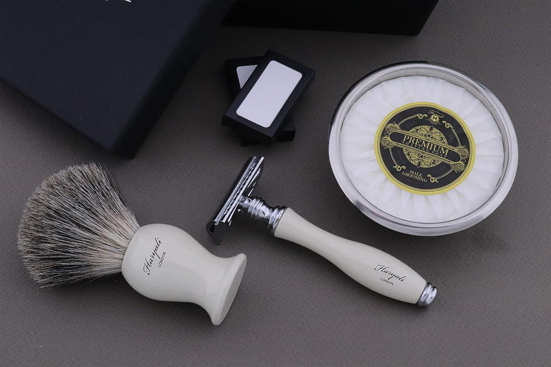 Haryali London Luxuriöses Rasierset Herren - Nassrasur Set mit Rasierpinsel, Rasierhobel, Rasierscha
