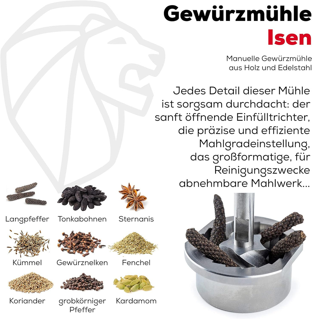 Peugeot Langpfeffermühle Isen 16 cm Natur I Hochwertige Gewürzmühle manuell aus PEFC-zertifiziertem